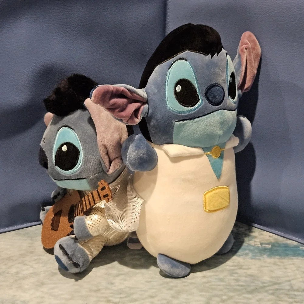 Disney Elvis Stitch Plush Bundle HugMees Squishmallows & Guitar Stitch